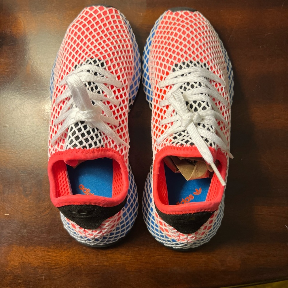 Adidas Unisex Red and Blue Mesh Sneakers Size 5 1/2